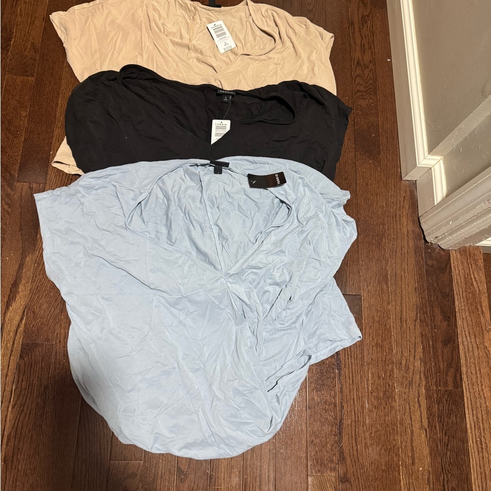 Women's Torrid Casual Tops - Black, Cream, Light Blue bundle NEW with tags